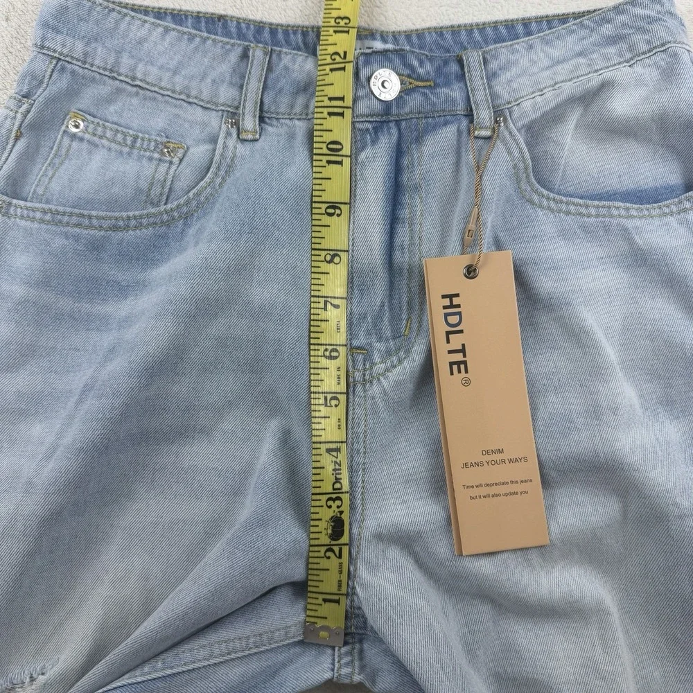 HDLTE Women's Small‎ Jeans High Rise Baggy Wide Leg Boyfriend Y2K Denim-NWT